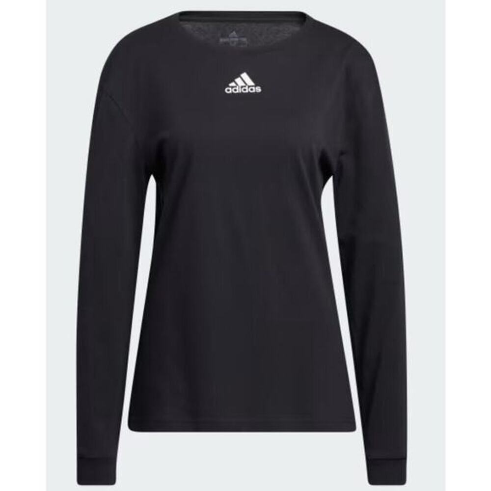 Adidas Women Black Long Sleeve Athletic Shirt Ultimate Fit Crew Neck Top (S)